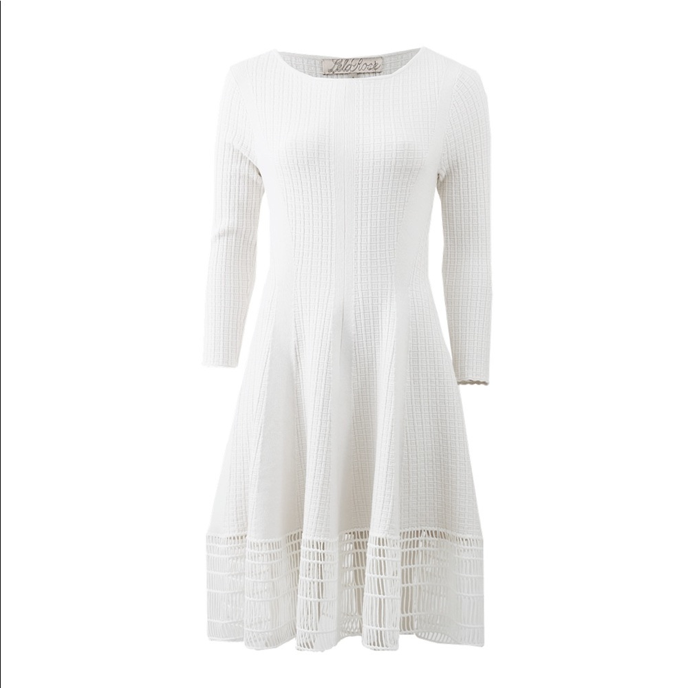 Lela Rose White Knit Dress